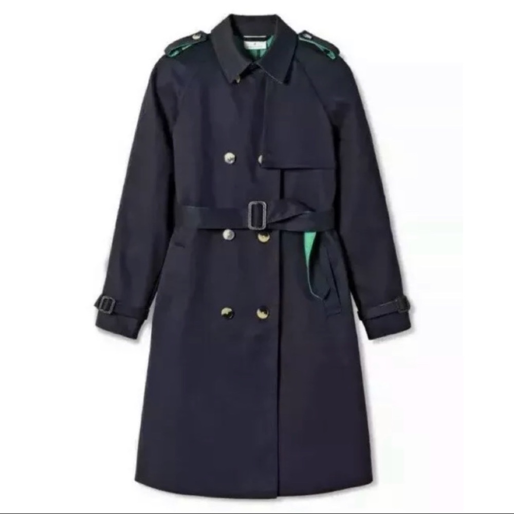 3.1 PHILLIP LIM Phillip For Target Trench Coat Navy Blue Green - Picture 4 of 7
